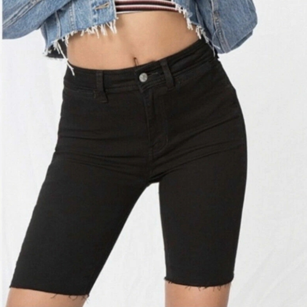 Free People FP So Chic Biker Shorts Womens W28 Black Fringe Hems
